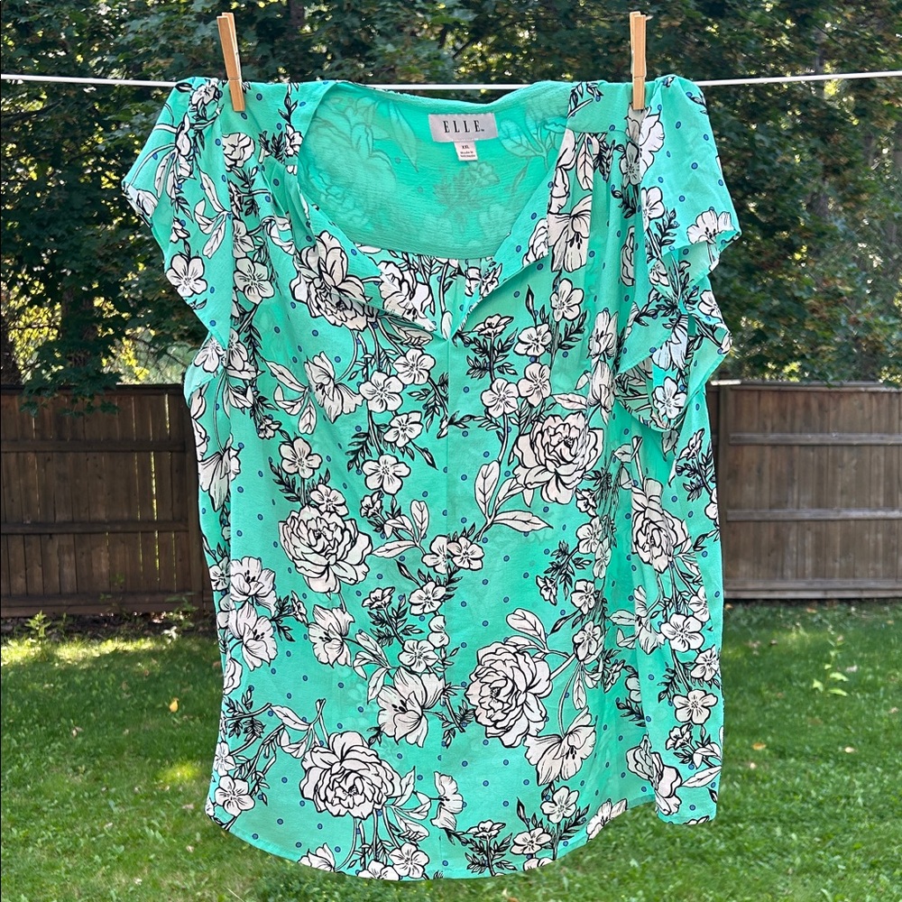 Elle Women's Teal Floral Blouse